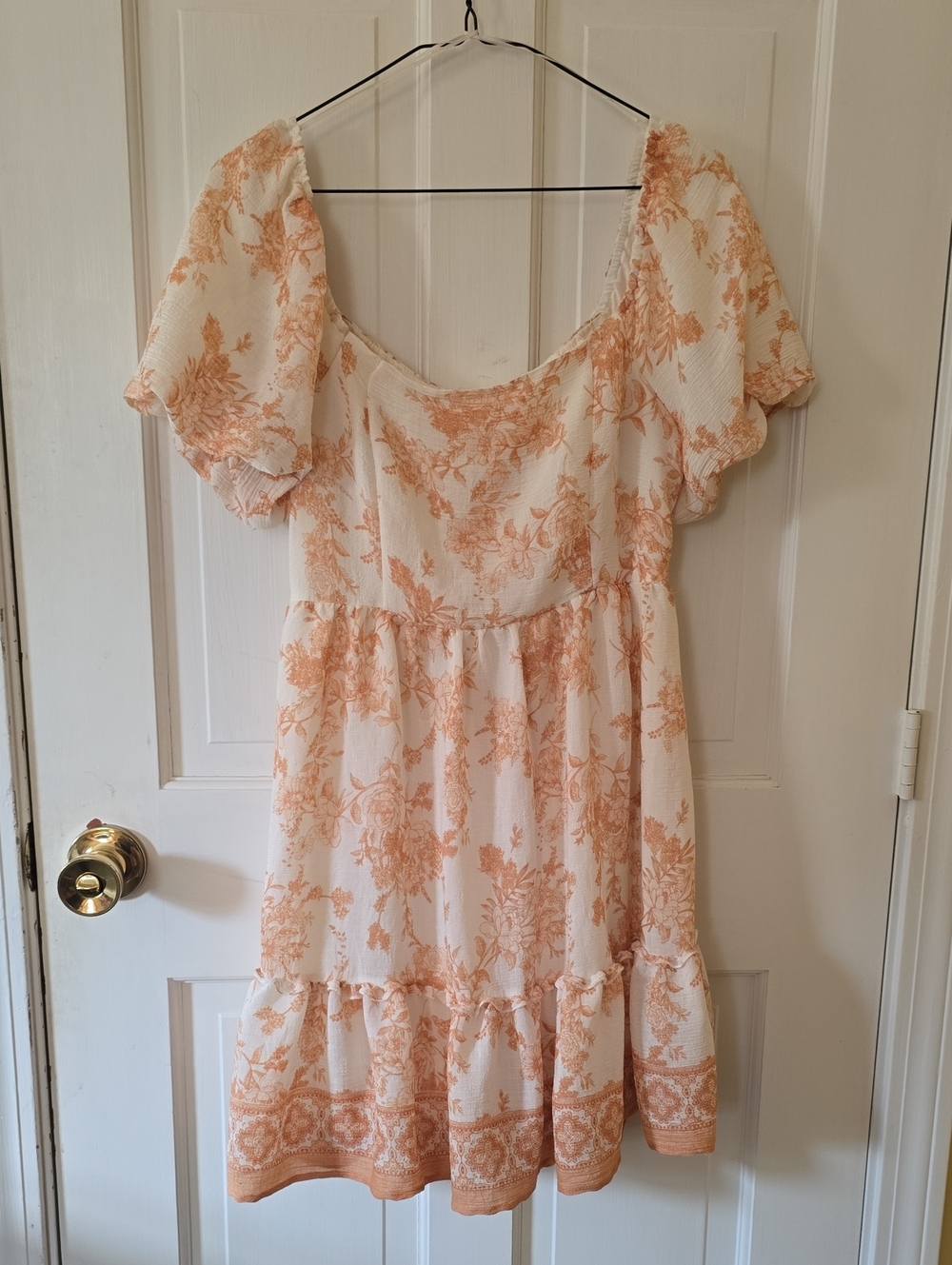 Blu Pepper Cottagecore Babydoll Dress with Peach Floral Print Size S